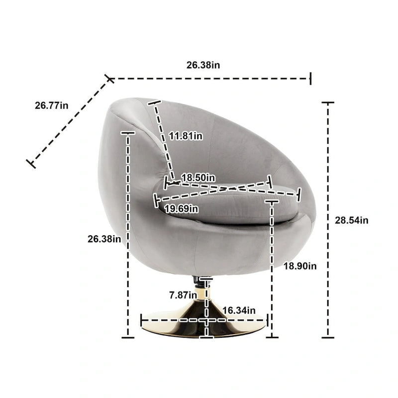 Fauteuil d'appoint pivotant à 360 degrés en velours