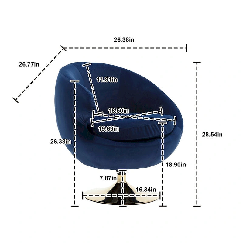 Fauteuil d'appoint pivotant à 360 degrés en velours