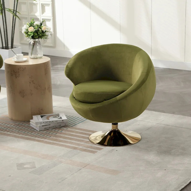 Fauteuil d'appoint pivotant à 360 degrés en velours