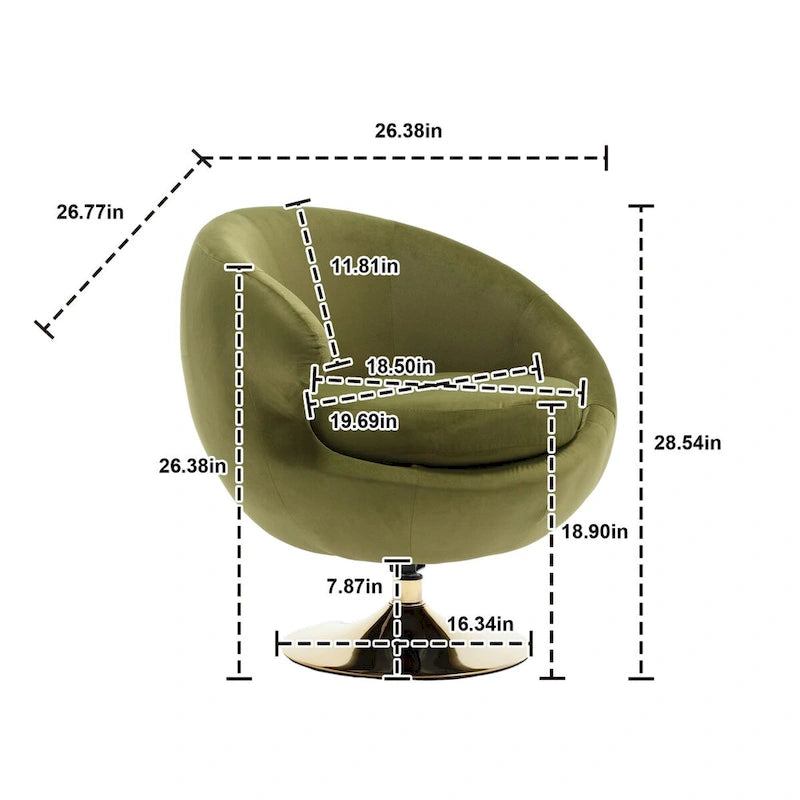 Fauteuil d'appoint pivotant à 360 degrés en velours