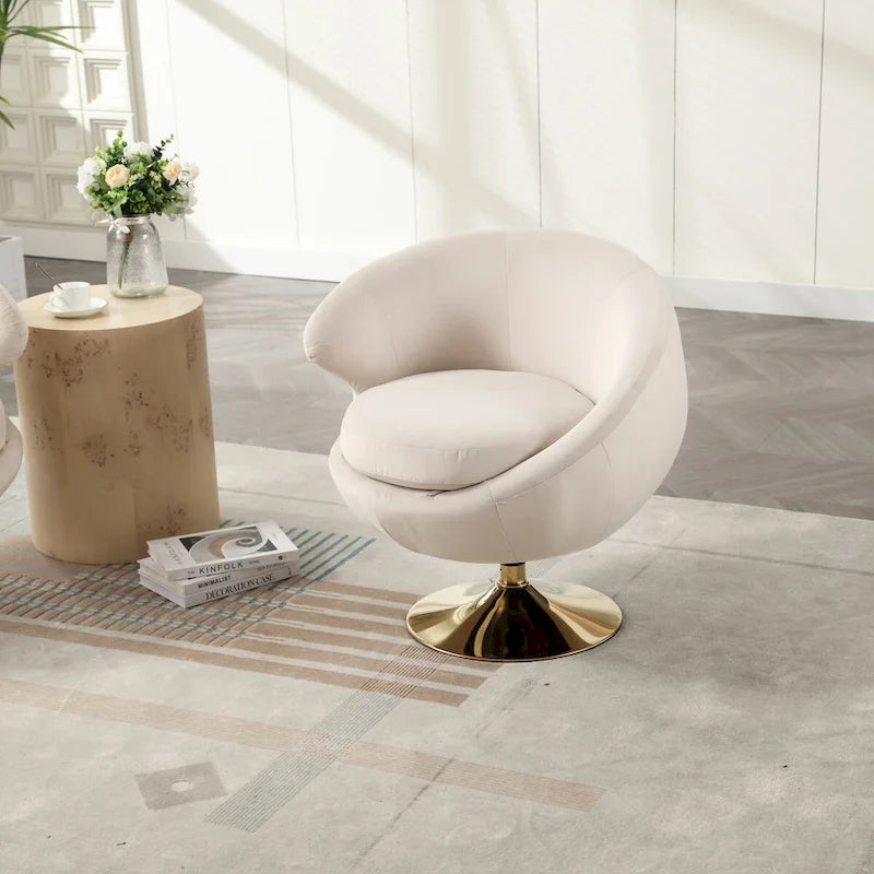 Fauteuil d'appoint pivotant à 360 degrés en velours