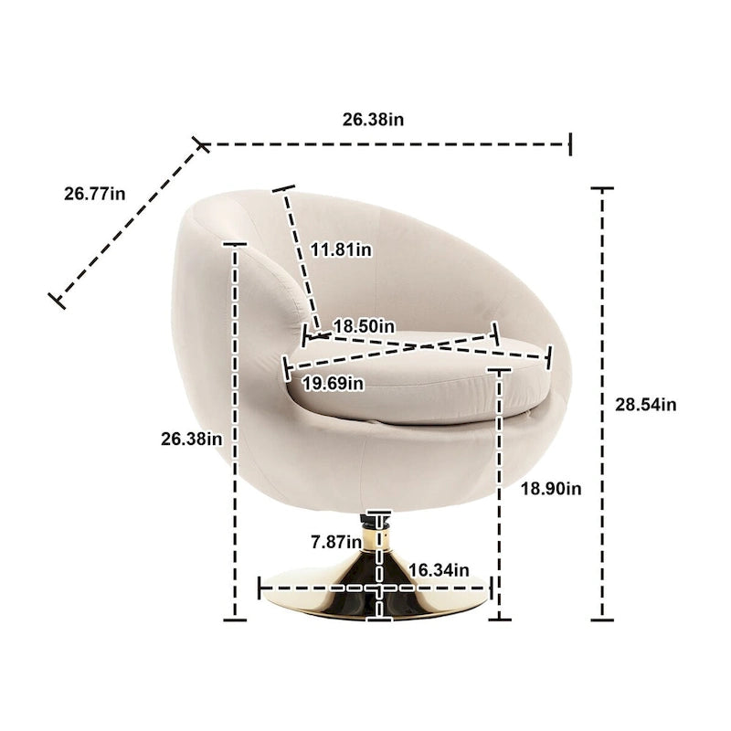 Fauteuil d'appoint pivotant à 360 degrés en velours