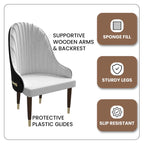 Chaise de salle à manger en cuir avec dossier ondulé et accents dorés Collection Elara