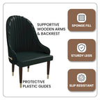 Chaise de salle à manger en cuir avec dossier ondulé et accents dorés Collection Elara