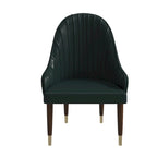 Chaise de salle à manger en cuir avec dossier ondulé et accents dorés Collection Elara