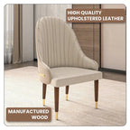 Chaise de salle à manger en cuir avec dossier ondulé et accents dorés Collection Elara