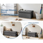 Pouf de rangement pliable de 109 cm, coffre de rangement pour bout de lit de chambre, grand banc ottoman repose-pieds pour salon