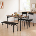 Ensemble de salle à manger 4 pièces avec 2 chaises rembourrées, 1 banc, 1 table de salle à manger