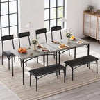 Ensemble de salle à manger 4 pièces avec 2 chaises rembourrées, 1 banc, 1 table de salle à manger