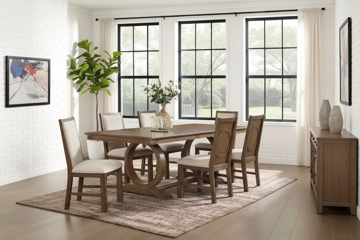 Furniture of America Agio Transitional Brown 84-inch Expandable Dining Table