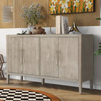 Buffet moderne à 4 portes avec pieds en bois massif, 60 po