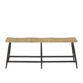 Banc d'entrée étroit en métal marron avec assise en bois