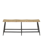 Banc d'entrée étroit en métal marron avec assise en bois