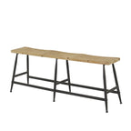 Banc d'entrée étroit en métal marron avec assise en bois