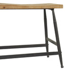 Banc d'entrée étroit en métal marron avec assise en bois