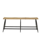 Banc d'entrée étroit en métal marron avec assise en bois