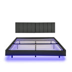 Cadre de lit flottant avec lumières LED et tête de lit murale
