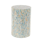 Table d'appoint ou de chevet en nacre incrustée de mosaïque faite à la main - Bleue