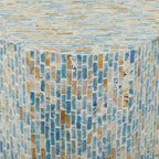 Table d'appoint ou de chevet en nacre incrustée de mosaïque faite à la main - Bleue